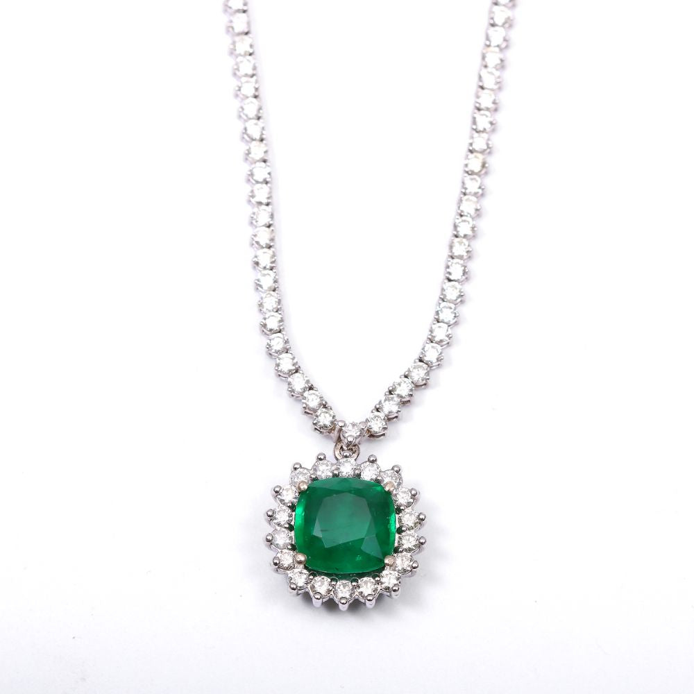 Gargantilla con esmeralda y diamantes