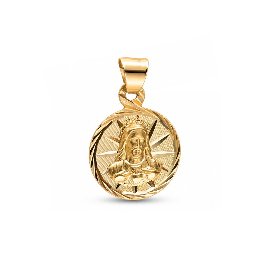 Medalla redonda Sagrado Corazón de Jesús oro amarillo