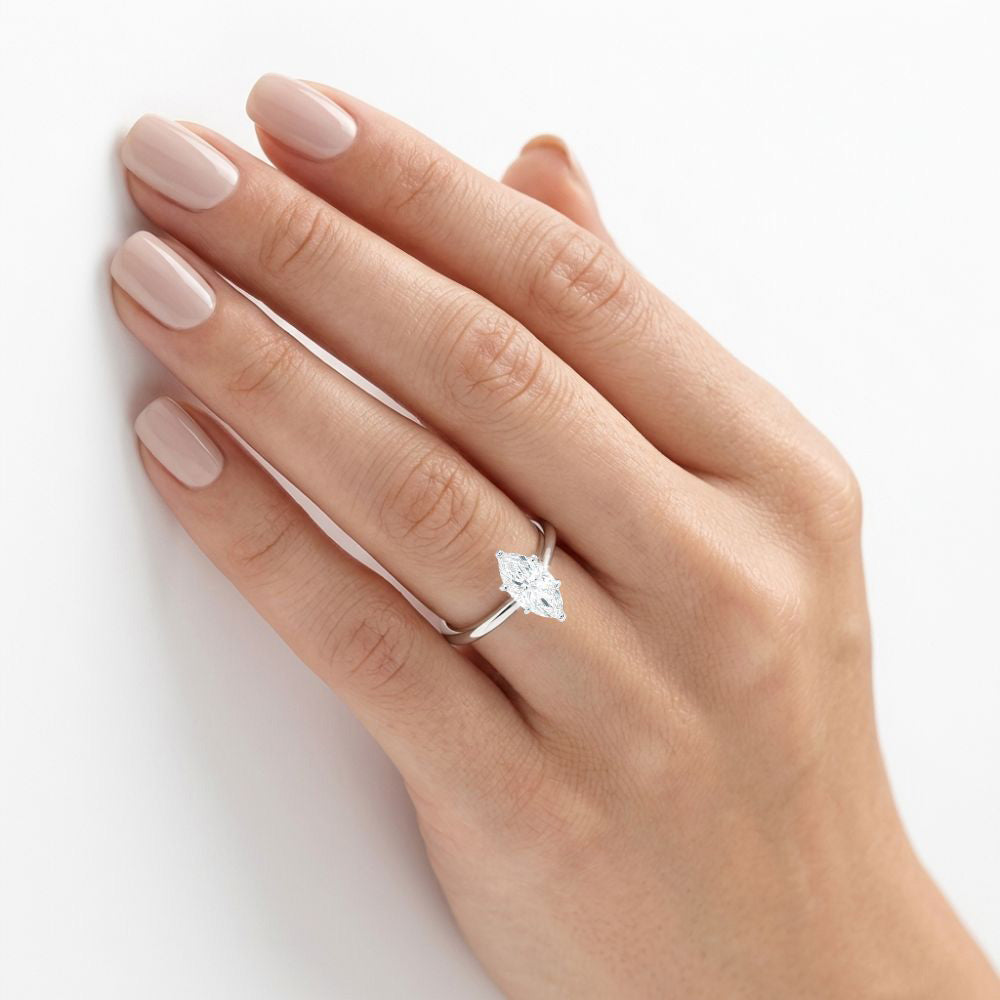 Anillo de compromiso solitario con diamante lab-grown 1 ct marquise