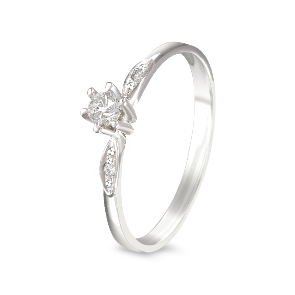 Anillo con zirconia Swarovski estilo con laterales