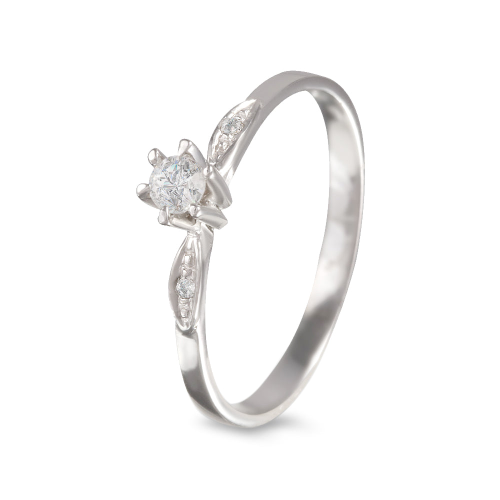 Anillo con zirconia Swarovski estilo con laterales