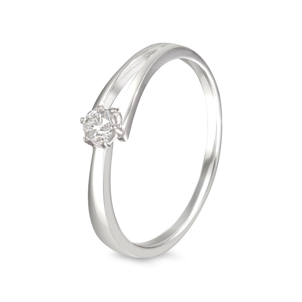 Anillo solitario estilo asimétrico con Zirconia Swarovski