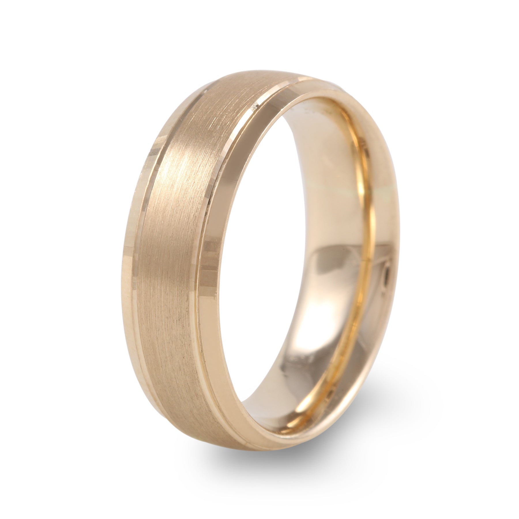 Argolla de matrimonio diseño mate con confort light en oro amarillo
