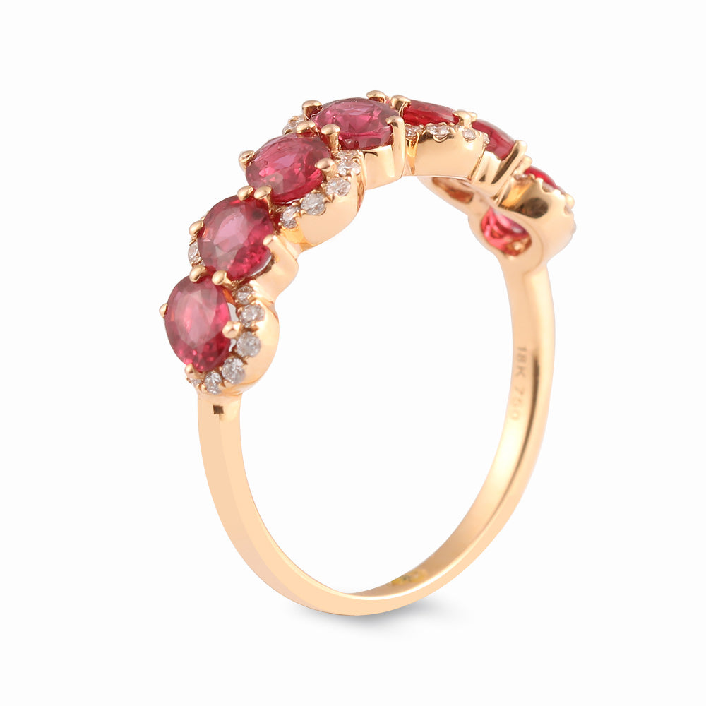 Churumbela con rubí y halo de diamantes