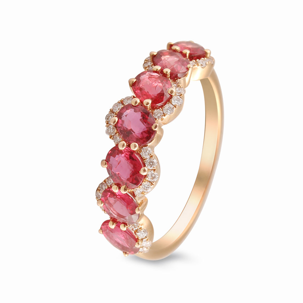 Churumbela con rubí y halo de diamantes