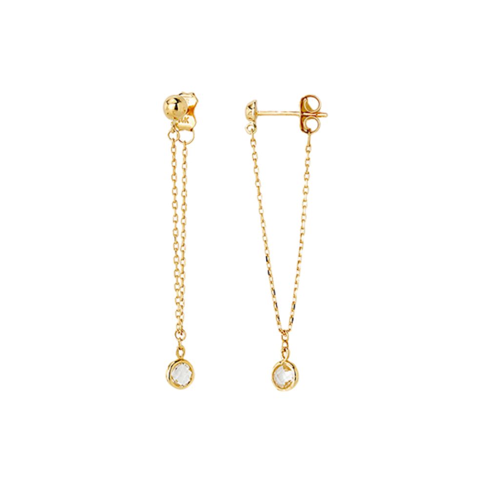 Aretes largos con circonia en circulo