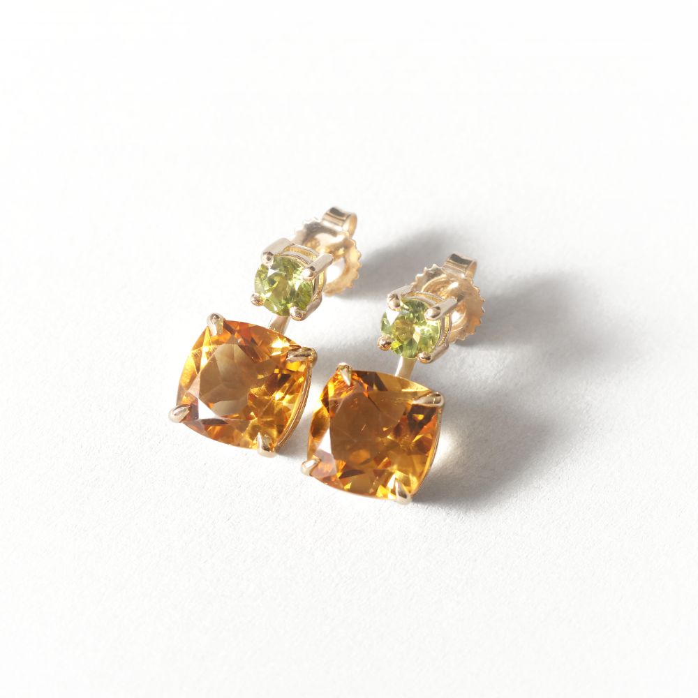 Aretes con citrina y peridoto