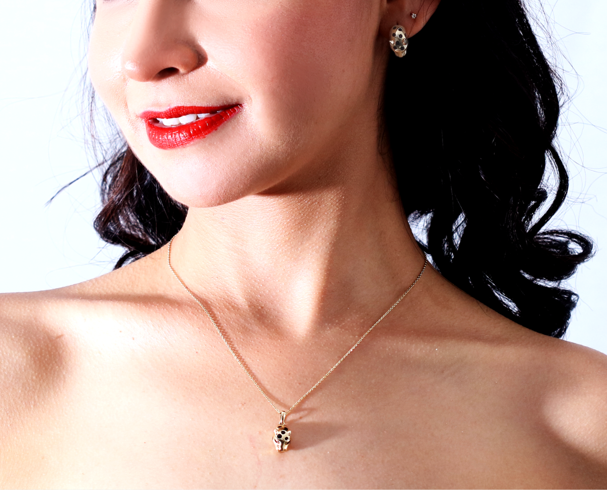 Juego de gargantilla y aretes diseño leopardo