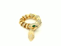 Dije de serpiente con diamantes y esmeralda en oro amarillo