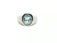 Anillo para hombre con aguamarina y diamantes 