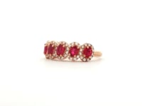 Churumbela con rubí y diamantes en oro rosa de 14k
