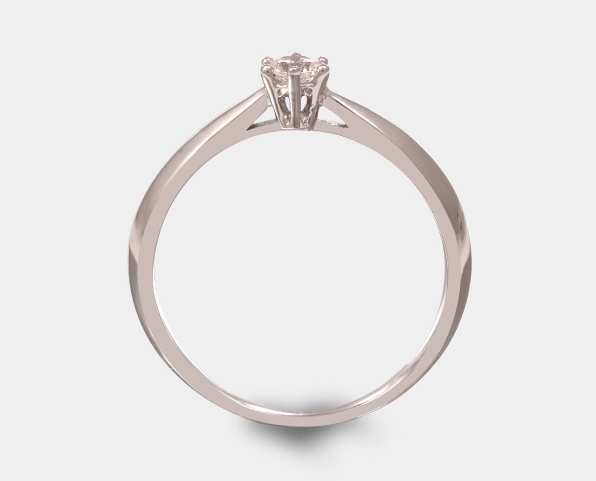 Anillo de Compromiso con Circonia oro blanco 14k . Anillo solitario con circonia. 