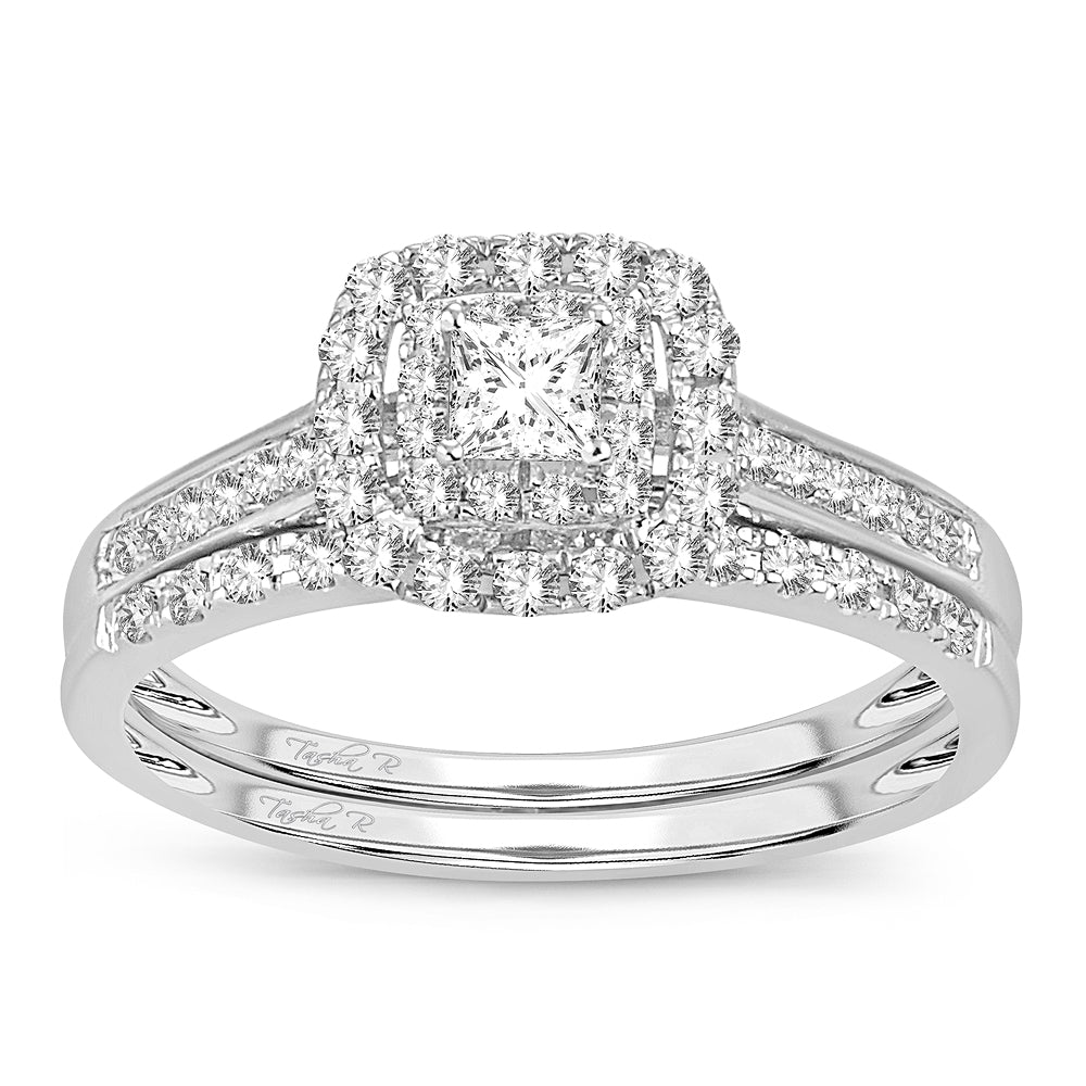 Duo anillo de compromiso y churumbela con diamantes 0.50 ct