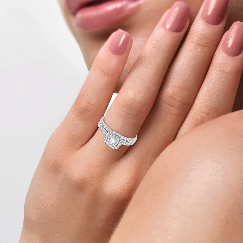Duo anillo de compromiso y churumbela con diamantes 0.50 ct