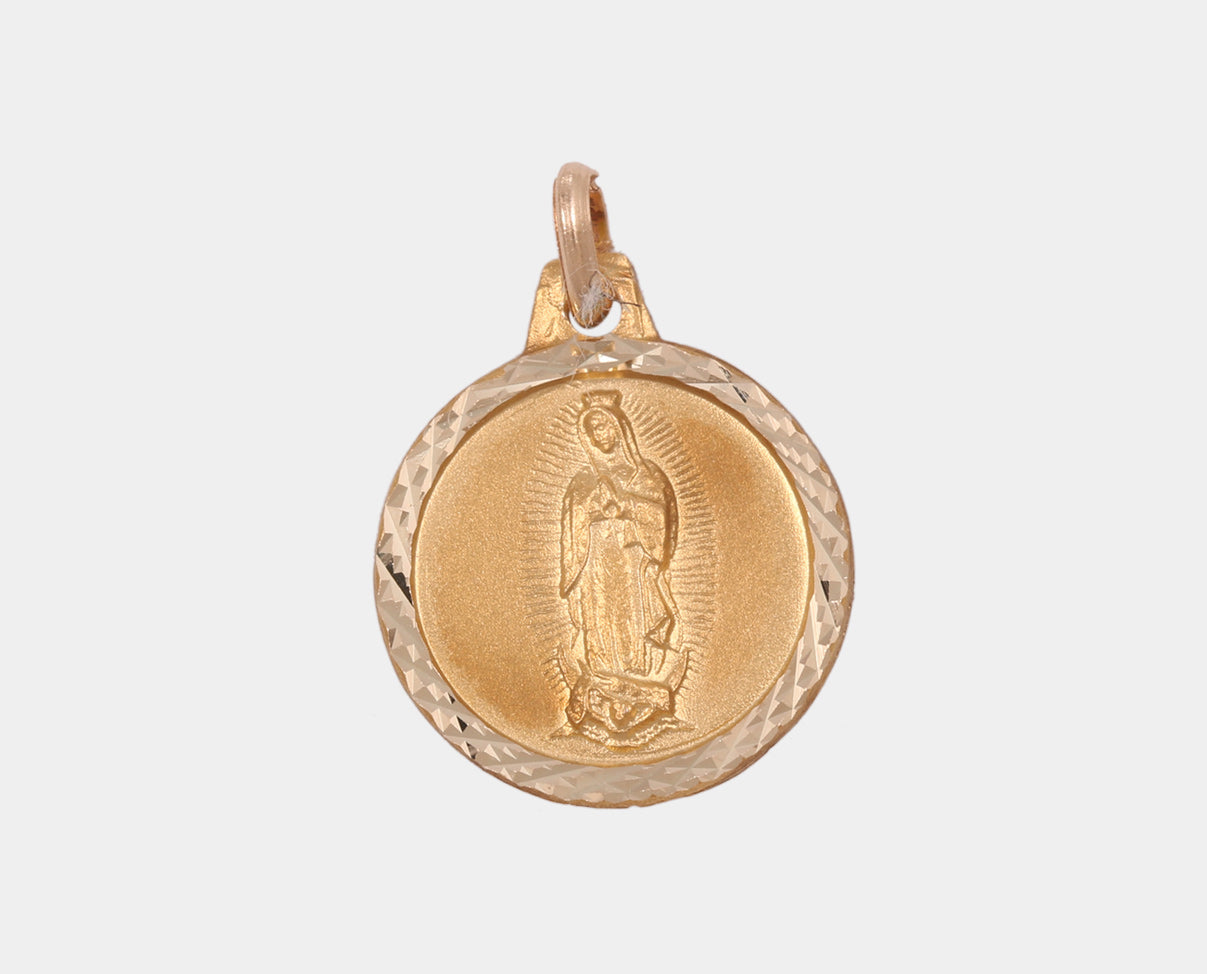 Medalla Redonda Virgen Guadalupe Oro Amarillo 14k. Joyería Religiosa. Joyería para Primera Comunión. Medallas . 