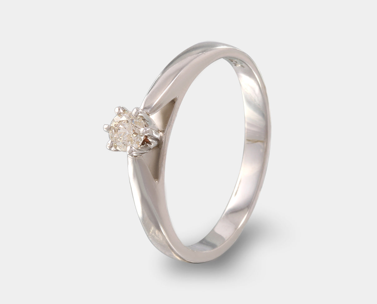 Anillo solitario oro blanco con diamante, anillos de compromiso. anillos de promesa.