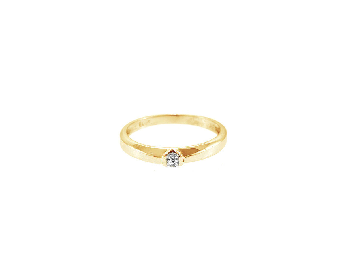 anillo de compromiso solitario oro amarillo con diamante