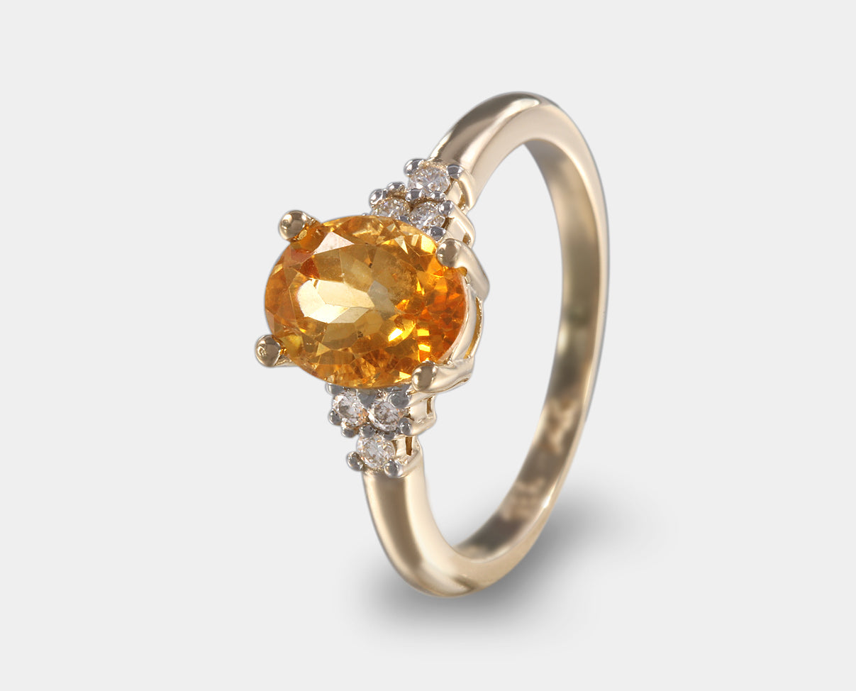 Anillo oro amarillo con citrina, anillos de compromiso piedras naturales, gemas amarillas