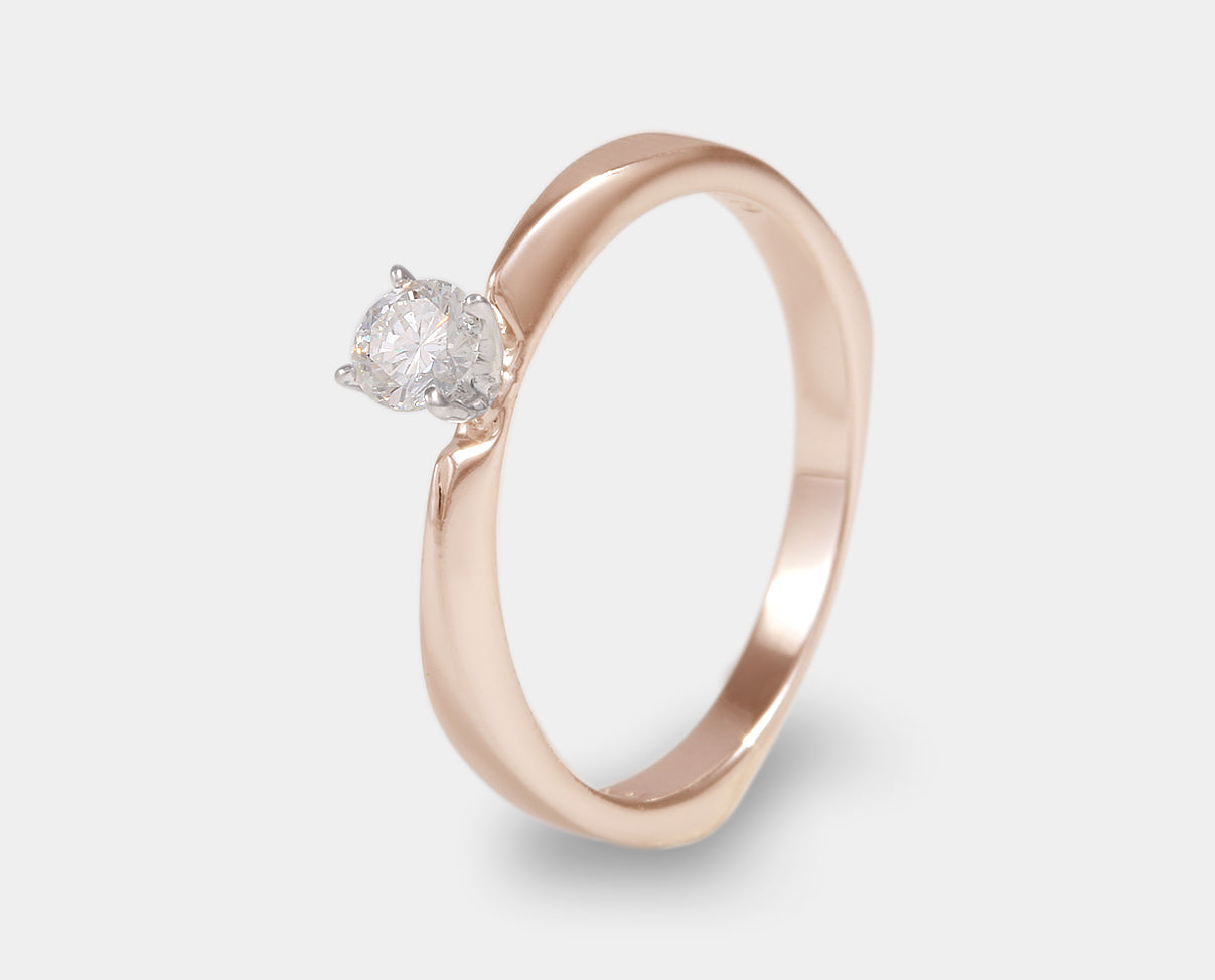 Anillo de compromiso oro rosa con circonia, solitario circonia, anillo de promesa con circonia