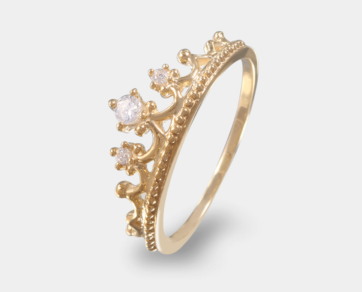 anillo diseño corona con circonia 