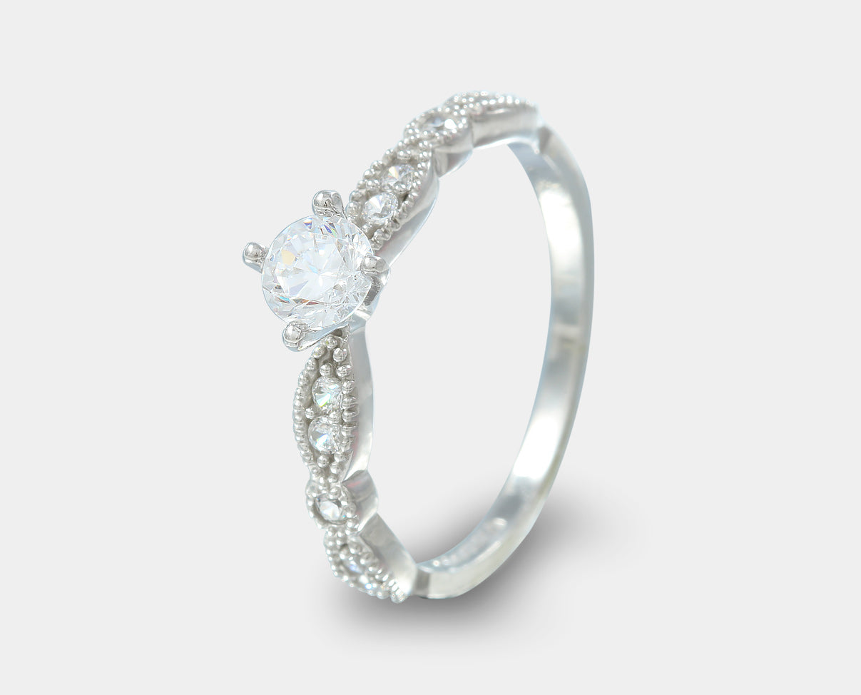 Anillo compromiso oro blanco con circonia, anillo de promesa.