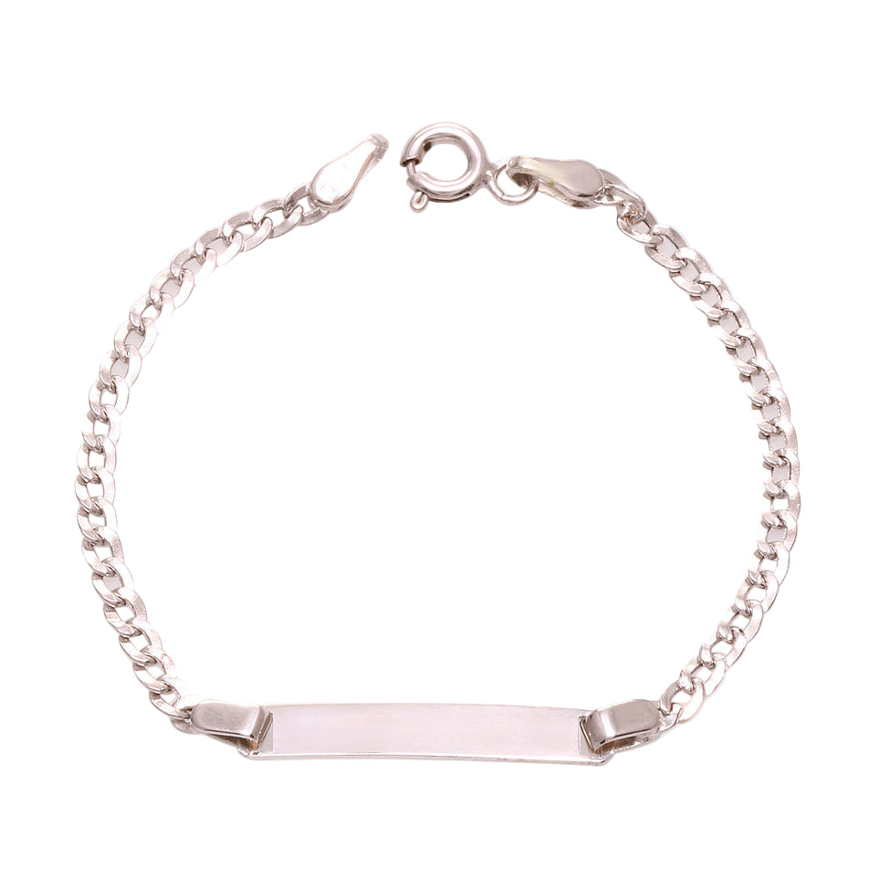 esclava infantil oro blanco con placa 14k