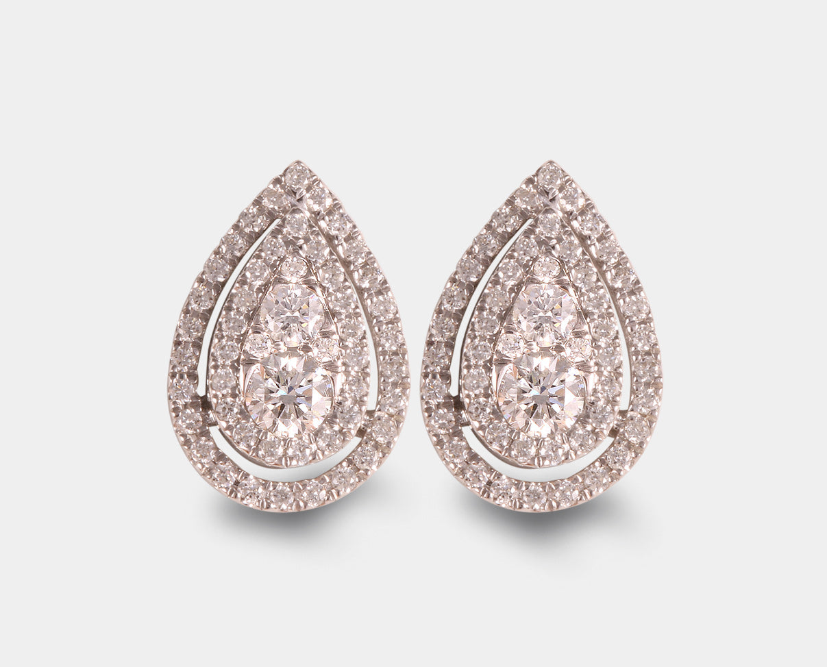Aretes con Diamante en Oro Blanco de 14k. Joyas para Novia.  