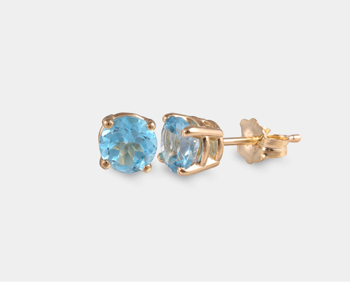 Aretes Oro Amarillo con Topacio Azul