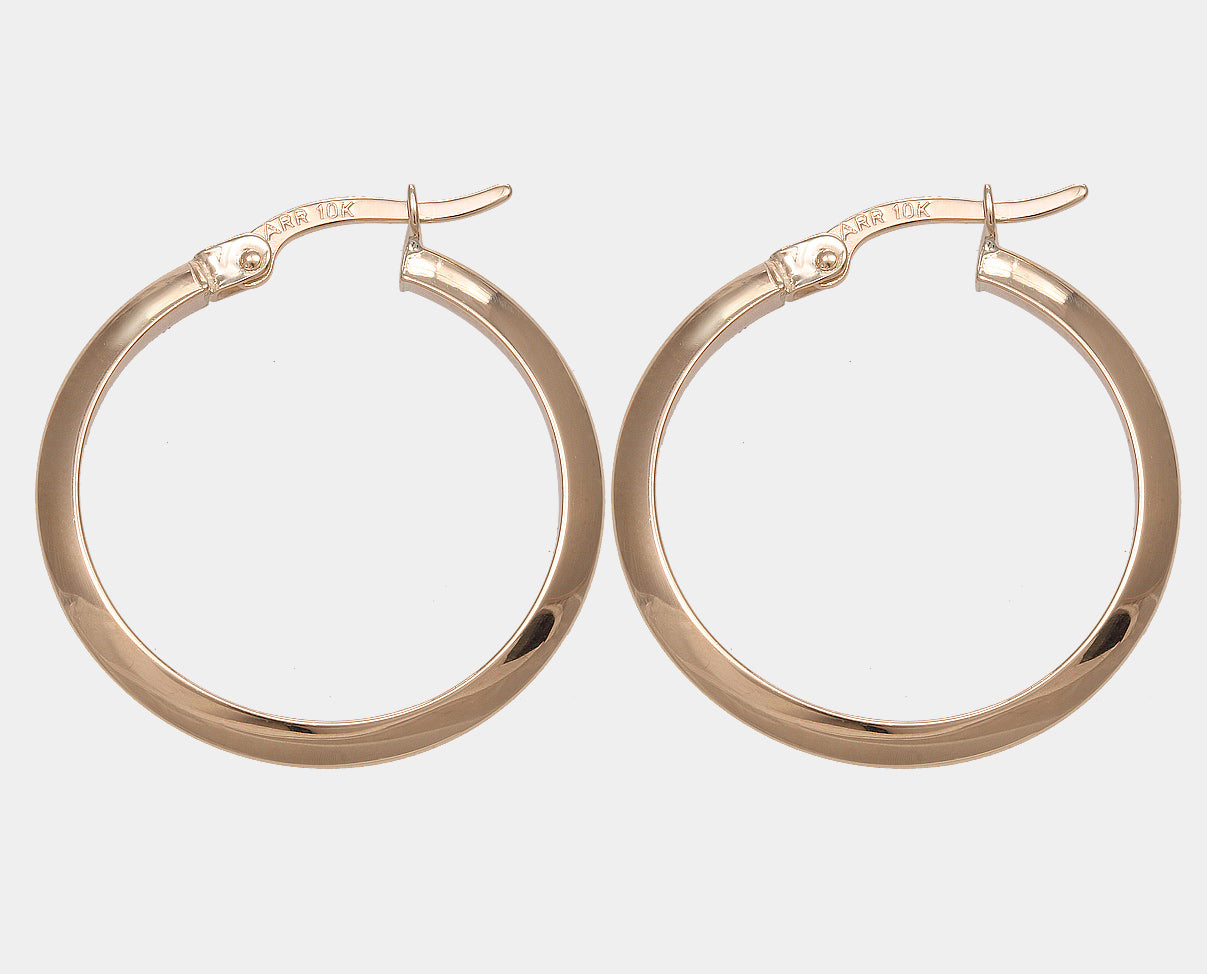 Arracadas redonda tubo cuadrado oro amarillo 10k. Joyeria de Dama. Joyeria para Mamá. 