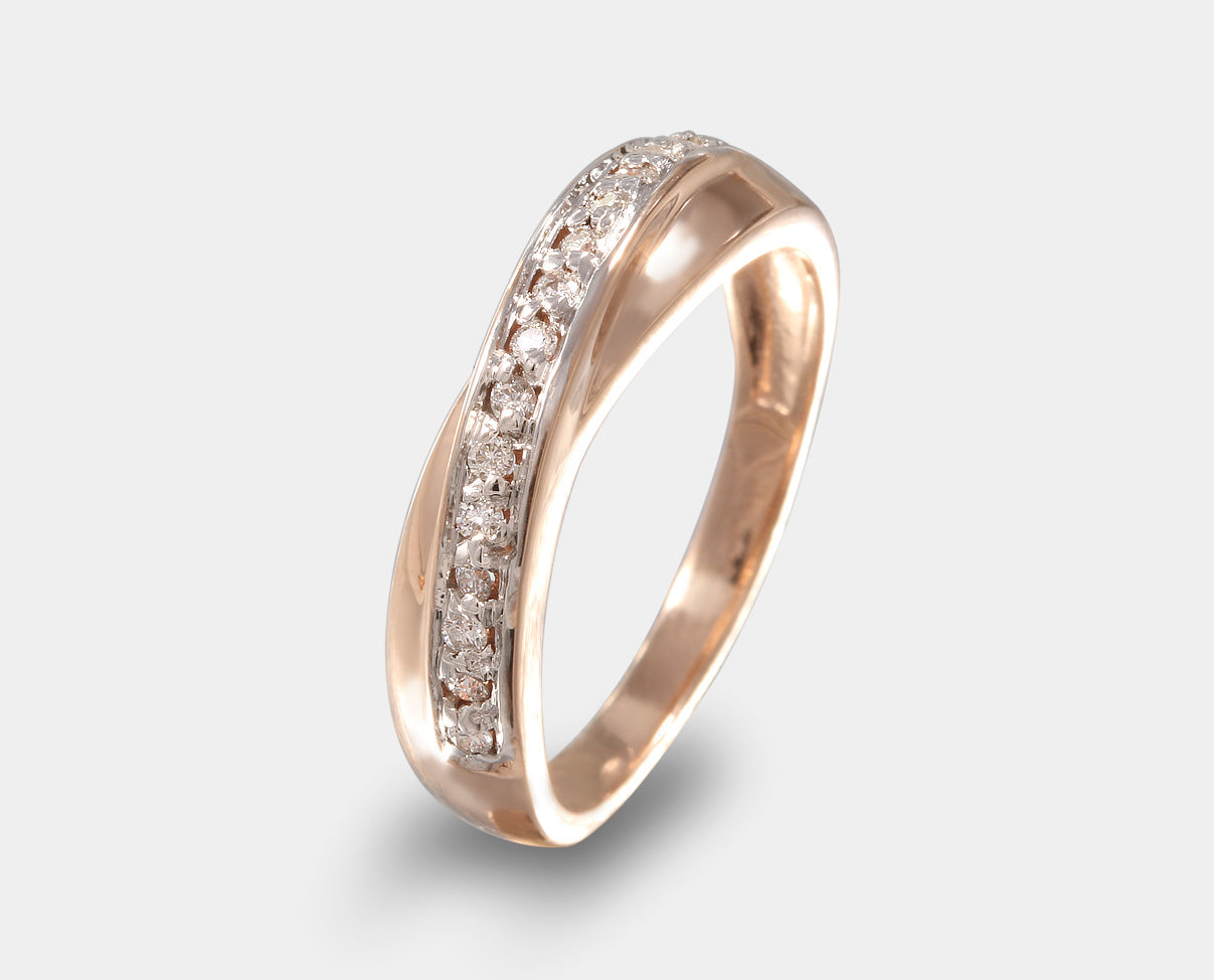 Argolla de matrimonio oro rosa con diamante.Argolla oro rosa con diamante 14k diseño cruzada. Argolla de Matrimonio. 