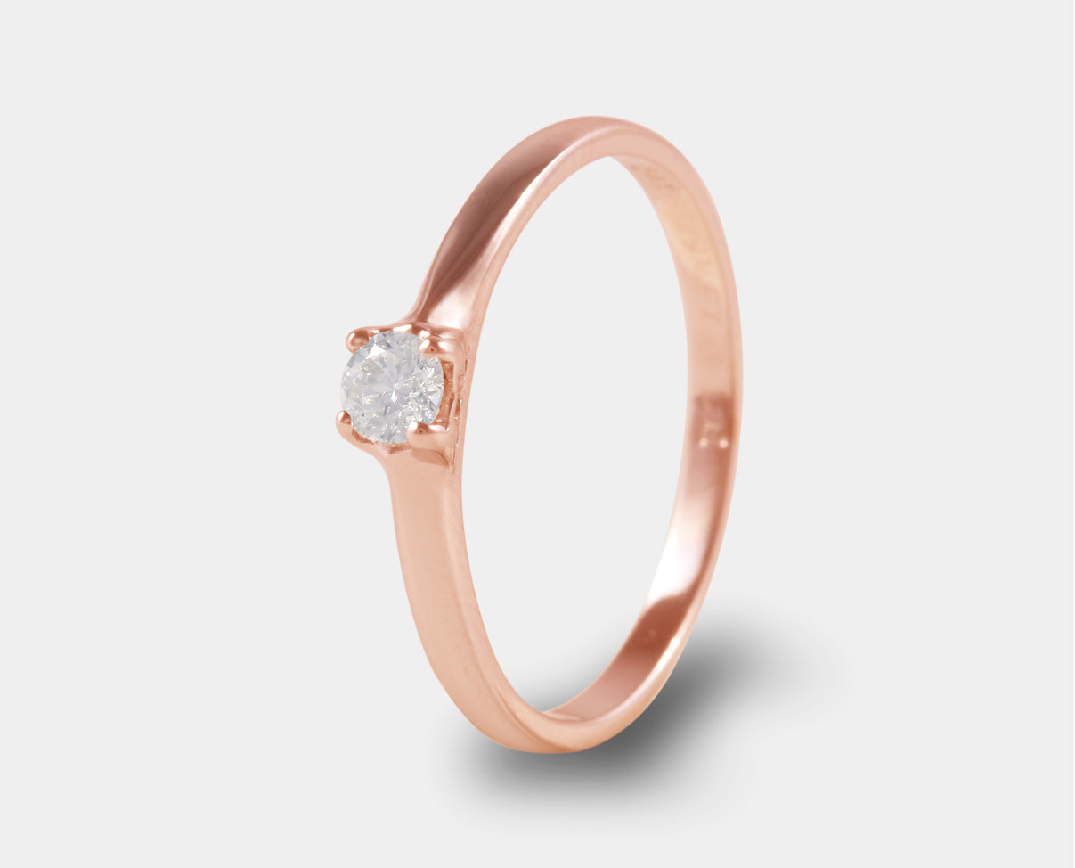 anillo de compromiso oro rosa con diamante, anillos de promesa con diamante
