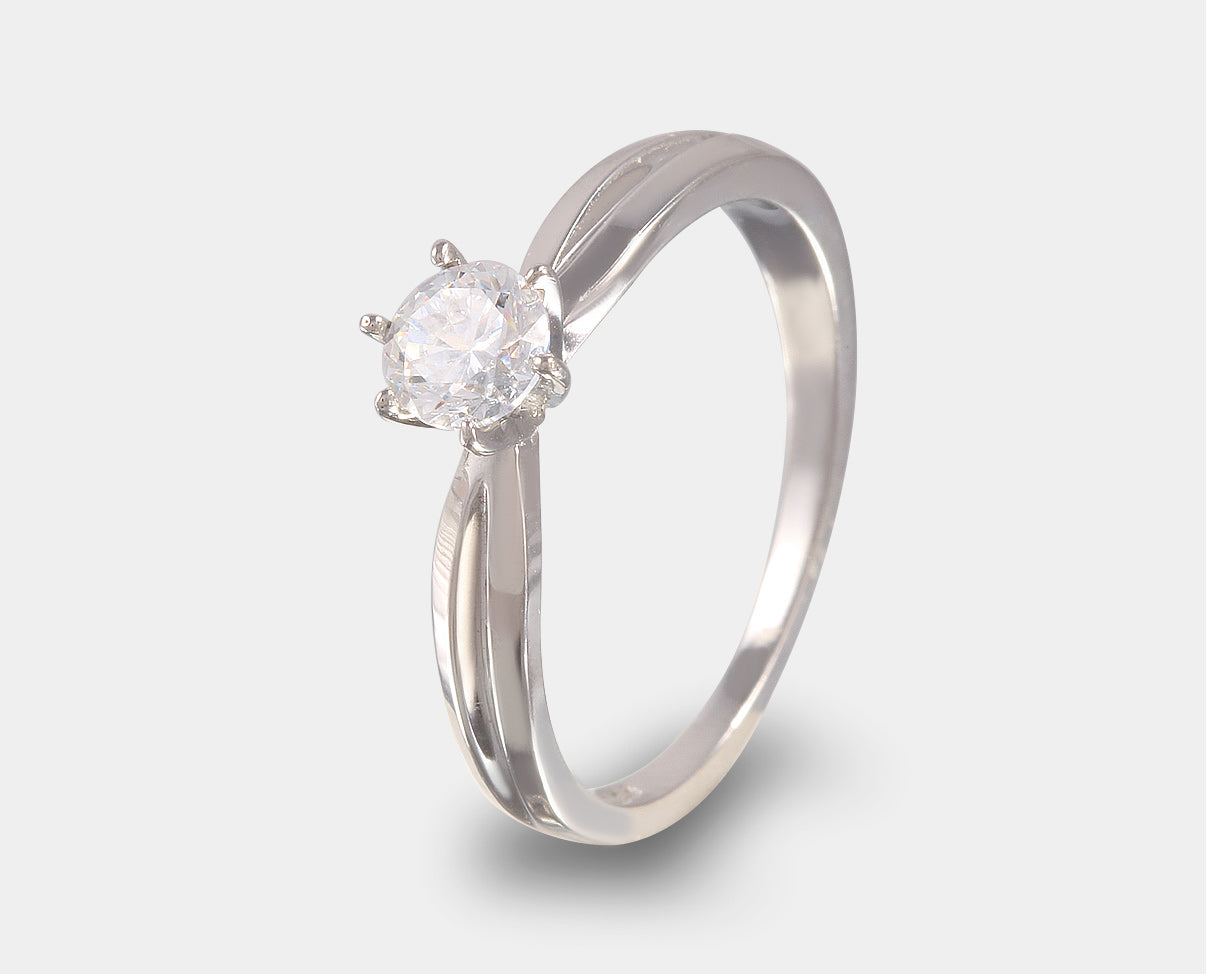 Anillo de compromiso oro blanco con circonia, Solitario oro blanco circonia, Anillo de promesa circonia