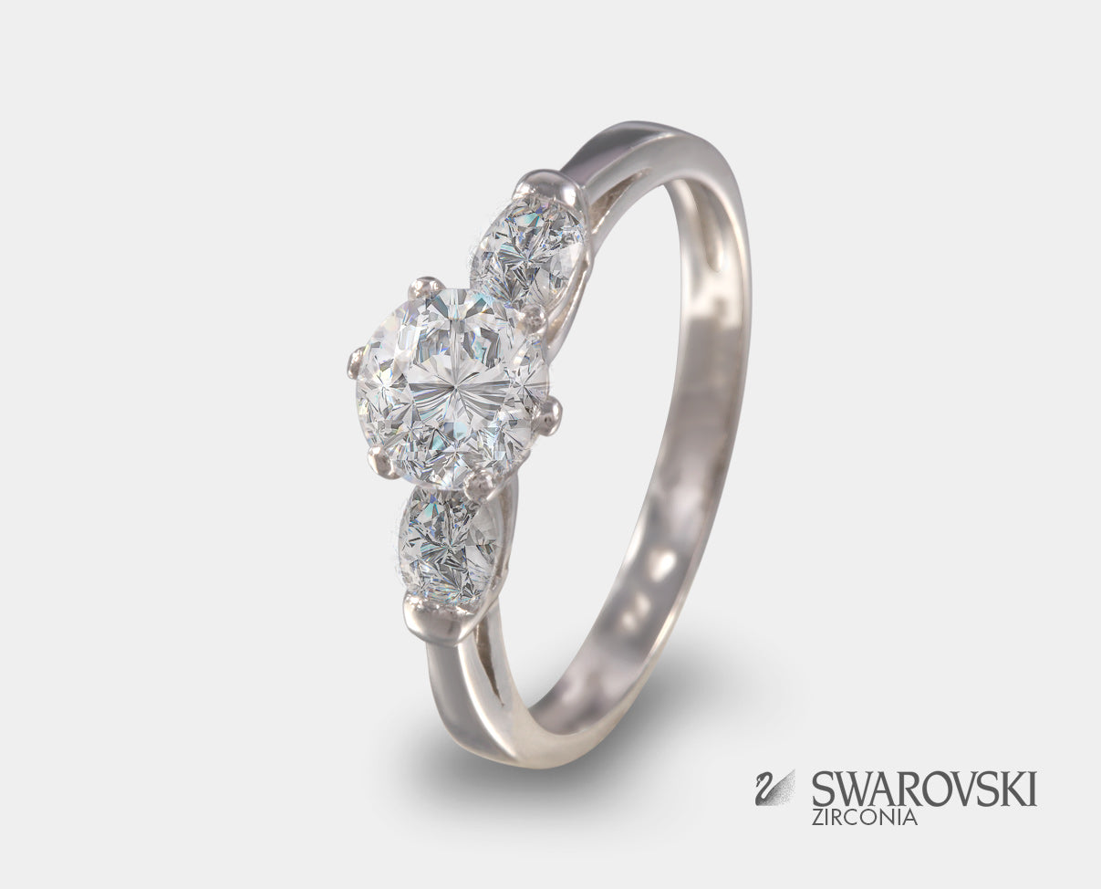  anillo de promesa circonias, anillo de compromiso oro blanco zirconias swarovski